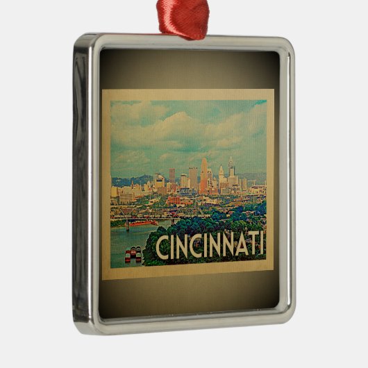 Cincinnati Ohio Silbernes Ornament (Rechts)