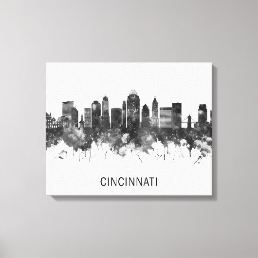 Cincinnati Ohio Skyline BW Leinwanddruck (Vorderseite)