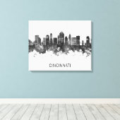 Cincinnati Ohio Skyline BW Leinwanddruck (Insitu (Holzboden))
