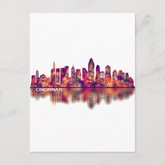 Cincinnati Ohio Skyline Feiertagspostkarte (Vorderseite)