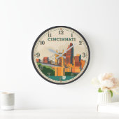 Cincinnati Ohio Skyline  Große Wanduhr (Zuhause)