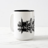 Cincinnati, Ohio-Skyline in schwarz Zweifarbige Tasse (Vorderseite Links)