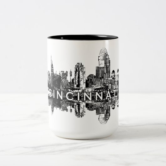 Cincinnati, Ohio-Skyline in schwarz Zweifarbige Tasse (Mittel)
