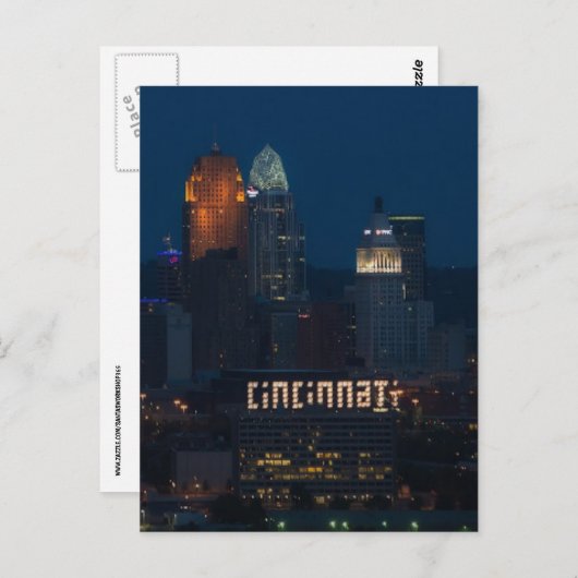CINCINNATI. OHIO SKYLINE LIGHT SIGNAD Postkarten (Vorne/Hinten)