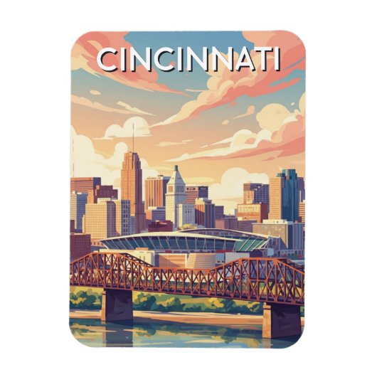 Cincinnati Ohio Skyline Travel Magnet (Vertikal)