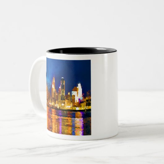 Cincinnati Ohio Skyline Zweifarbige Tasse (Vorderseite Links)