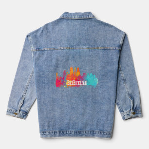 Cincinnati Ohio Staat Retro Vintag gestört Jeansjacke