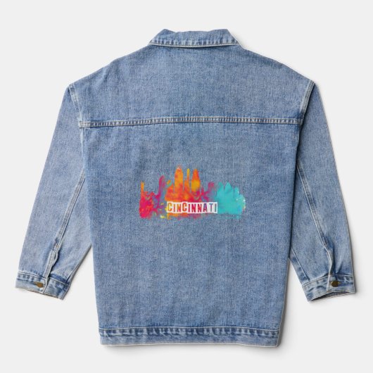 Cincinnati Ohio Staat Retro Vintag gestört Jeansjacke (Rückseite)