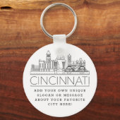Cincinnati, Ohio Stylized Skyline | Benutzerdefini Schlüsselanhänger (Vorderseite)