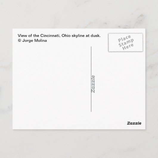 Cincinnati, Ohio, the Queen City. Postkarte (Rückseite)