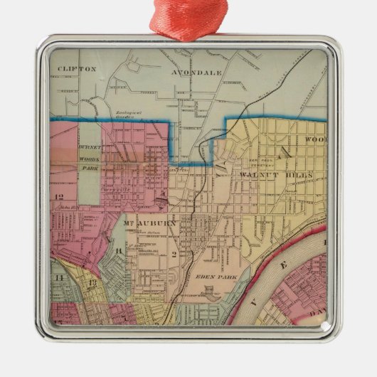 Cincinnati, Ohio und Nähe Silbernes Ornament (Vorne)