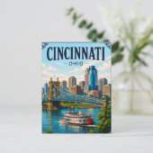 🌉 Cincinnati Ohio Urlaubserinnerung Uferpromenade Postkarte (Stehend Vorderseite)