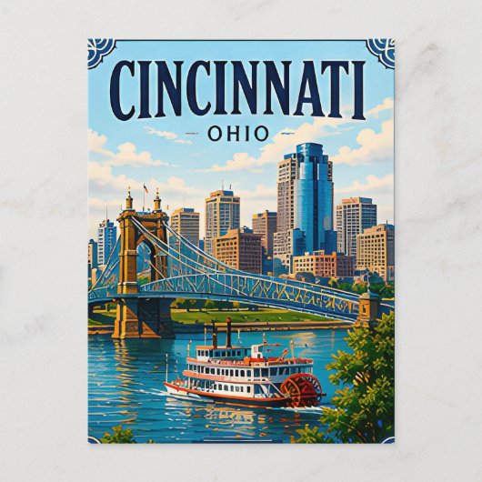 🌉 Cincinnati Ohio Urlaubserinnerung Uferpromenade Postkarte (Vorderseite)