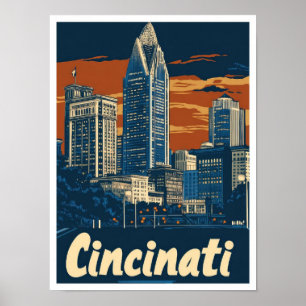 Cincinnati Ohio USA Kunst Vintage Reiseillustratio Poster