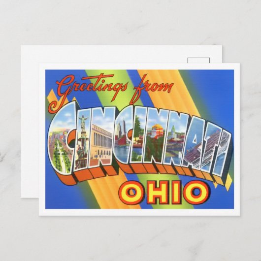 Cincinnati, Ohio Vintag Big Letters Postkarte (Vorne/Hinten)