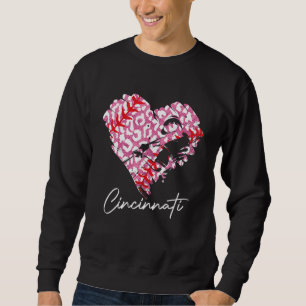 Cincinnati Pink Leopard Baseball Herz Baseball Fis Sweatshirt
