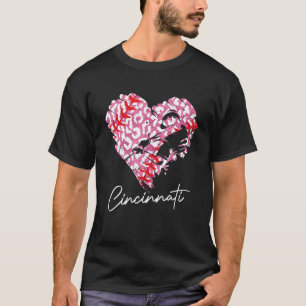 Cincinnati Pink Leopard Baseball Herz Baseball Fis T-Shirt