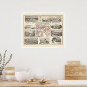 Cincinnati Pittsburg - Eisenbahnkarte 1877 Poster (Küche)