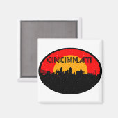 Cincinnati Red Black Oval City Magnet (Vorderseite/Rückseite)