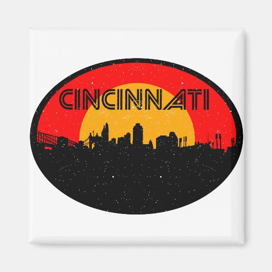 Cincinnati Red Black Oval City Magnet (Vorne)