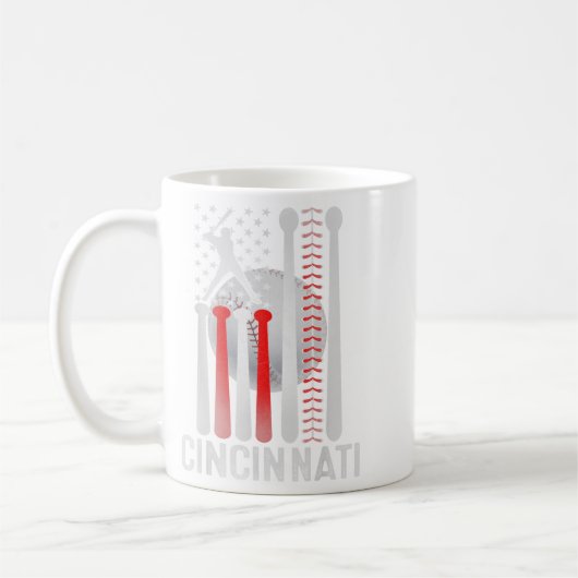 Cincinnati Retro Baseball Lover US Flag trifft auf Kaffeetasse (Links)