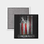 Cincinnati Retro Baseball Lover US Flag trifft auf Magnet (Vorderseite/Rückseite)