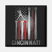 Cincinnati Retro Baseball Lover US Flag trifft auf Magnet (Vorne)