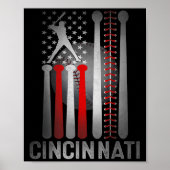Cincinnati Retro Baseball Lover US Flag trifft auf Poster (Vorne)