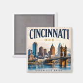 Cincinnati River City Magnet (Vorderseite/Rückseite)