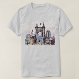 Cincinnati Roebling Hängebrücke Wasserfarbe T-Shirt