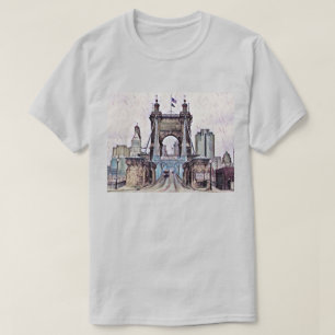 Cincinnati Roebling Hängebrücke Wasserfarbe T-Shirt