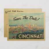 Cincinnati Save the Date Vintage Postkarten (Vorne/Hinten)