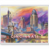 Cincinnati Skyline Abstrakte Kunst Aufkleber (Vorderseite)