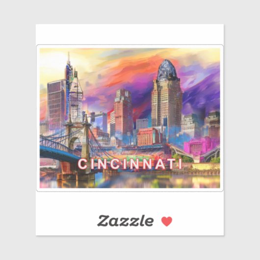 Cincinnati Skyline Abstrakte Kunst Aufkleber (Blatt)