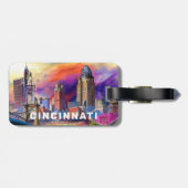 Cincinnati Skyline Abstrakte Kunst Gepäckanhänger (Rückseite horizontal)