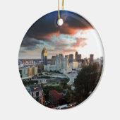 Cincinnati-Skyline am Sonnenuntergang Keramikornament (Links)