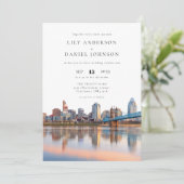 Cincinnati-Skyline-Aquarell-QR-Code-Hochzeit Einladung (Stehend Vorderseite)