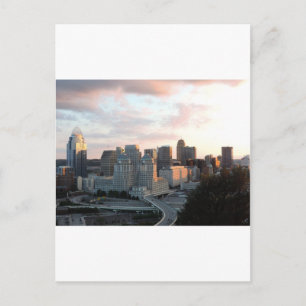 Cincinnati Skyline bei Sonnenuntergang Postkarte