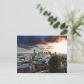 Cincinnati Skyline bei Sonnenuntergang Postkarte (Stehend Vorderseite)