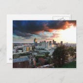 Cincinnati Skyline bei Sonnenuntergang Postkarte (Vorne/Hinten)