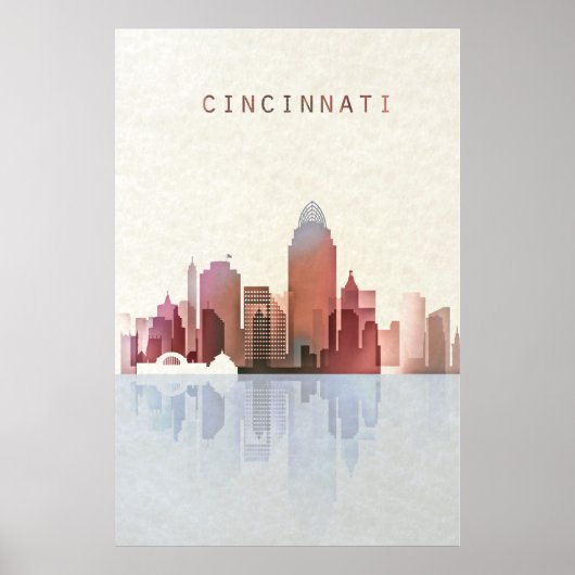 Cincinnati Skyline, Cincinnati Poster, Ohio Art Poster (Vorne)
