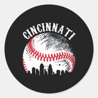 Cincinnati Skyline City Baseball trifft auf Gameda Runder Aufkleber