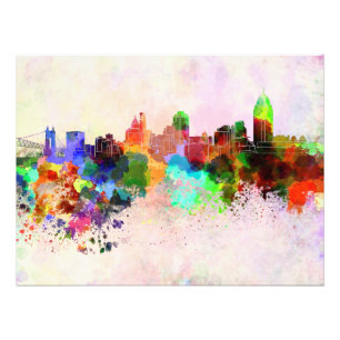 Cincinnati skyline im Watercolor background Fotodruck