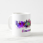 Cincinnati skyline im Watercolor Kaffeetasse (Vorderseite Links)