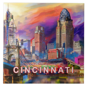 Cincinnati Skyline Kunst Fliese
