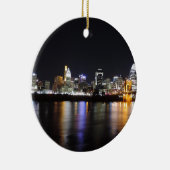 Cincinnati-Skyline nachts Keramik Ornament (Rechts)