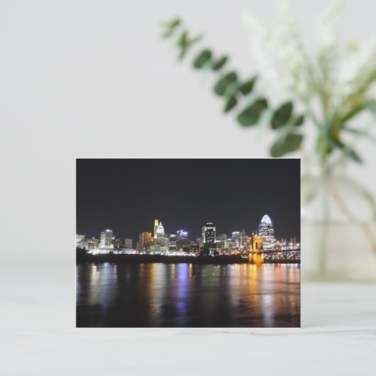 Cincinnati Skyline nachts Postkarte (Stehend Vorderseite)