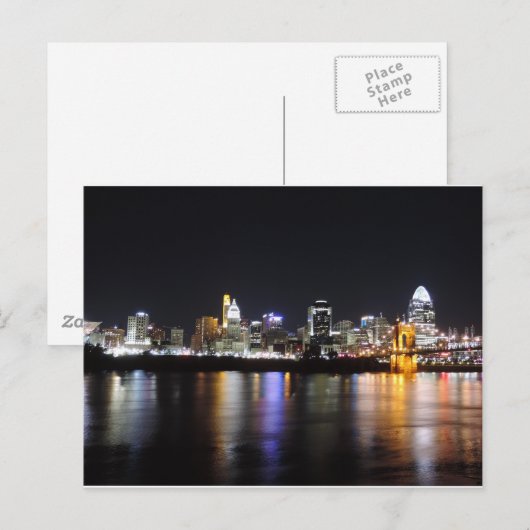 Cincinnati Skyline nachts Postkarte (Vorne/Hinten)