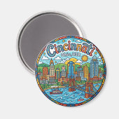Cincinnati Skyline, Ohio, USA Ohio Magnet (Vorderseite/Rückseite)