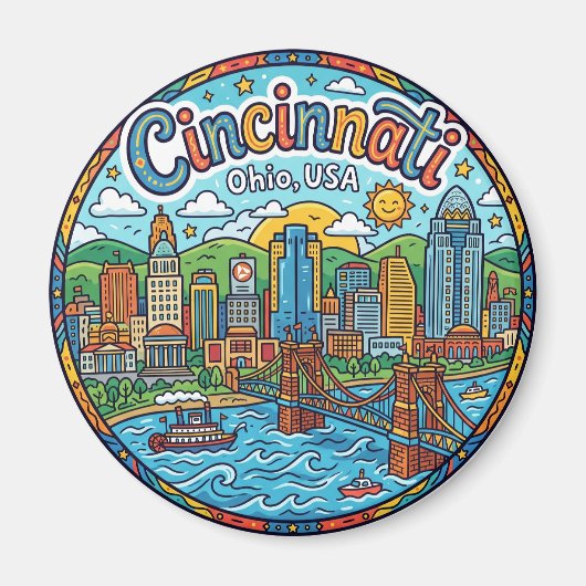 Cincinnati Skyline, Ohio, USA Ohio Magnet (Vorne)